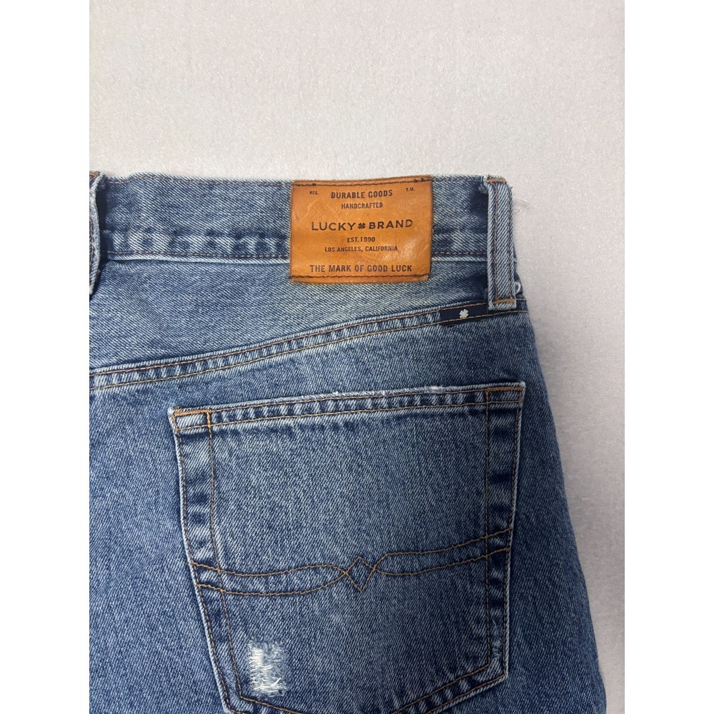 Lucky Brand Mens 33/32 121 Slim Jeans Blue Distressed Ripped Rugged Grunge - Picture 4 of 7